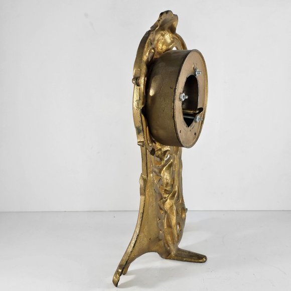 Antique Ornate Gold Mantel Clock Cherub Design Mercedes Germany Circa 1906 - Picture 9 of 14